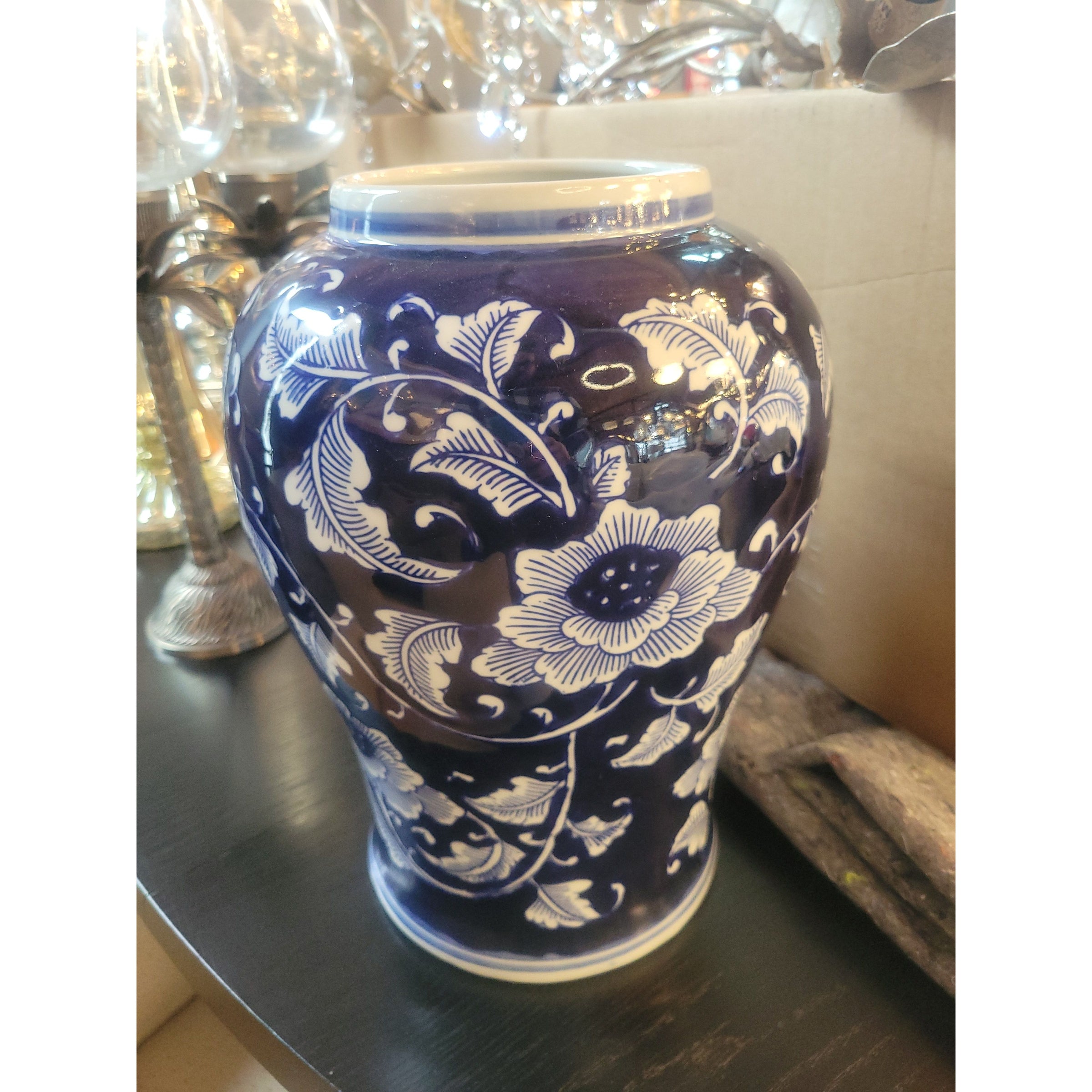 Floral Blue & White Porcelain Vase