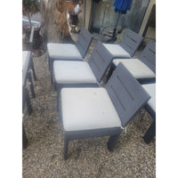 SET of 8 Brushed Aluminum Marbella Dining Chairs w/ Seats by RH (AS IS)