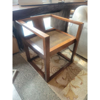 Square Wood Arm Chair w/ Faux Woven Seat by Upstairs