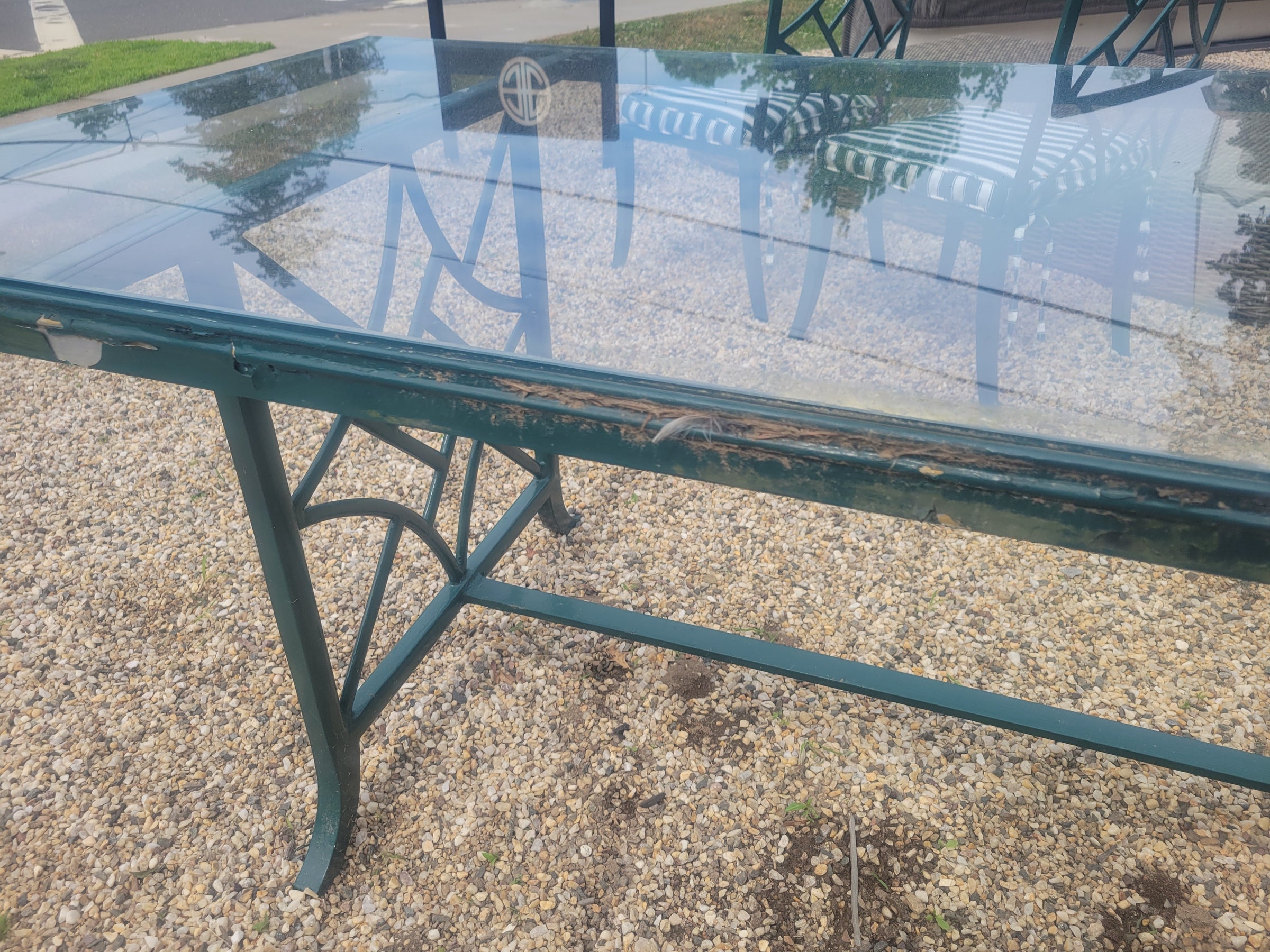 SET of Vintage Painted Iron Dining Table, 2 Arm Chairs, 4 Side Chairs (AS IS)