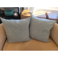 PAIR of Custom Light Blue Wool & Cotton Square Pillows