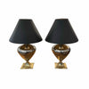 Pair of Chrome & Brass Table Lamps w/ Black Shades