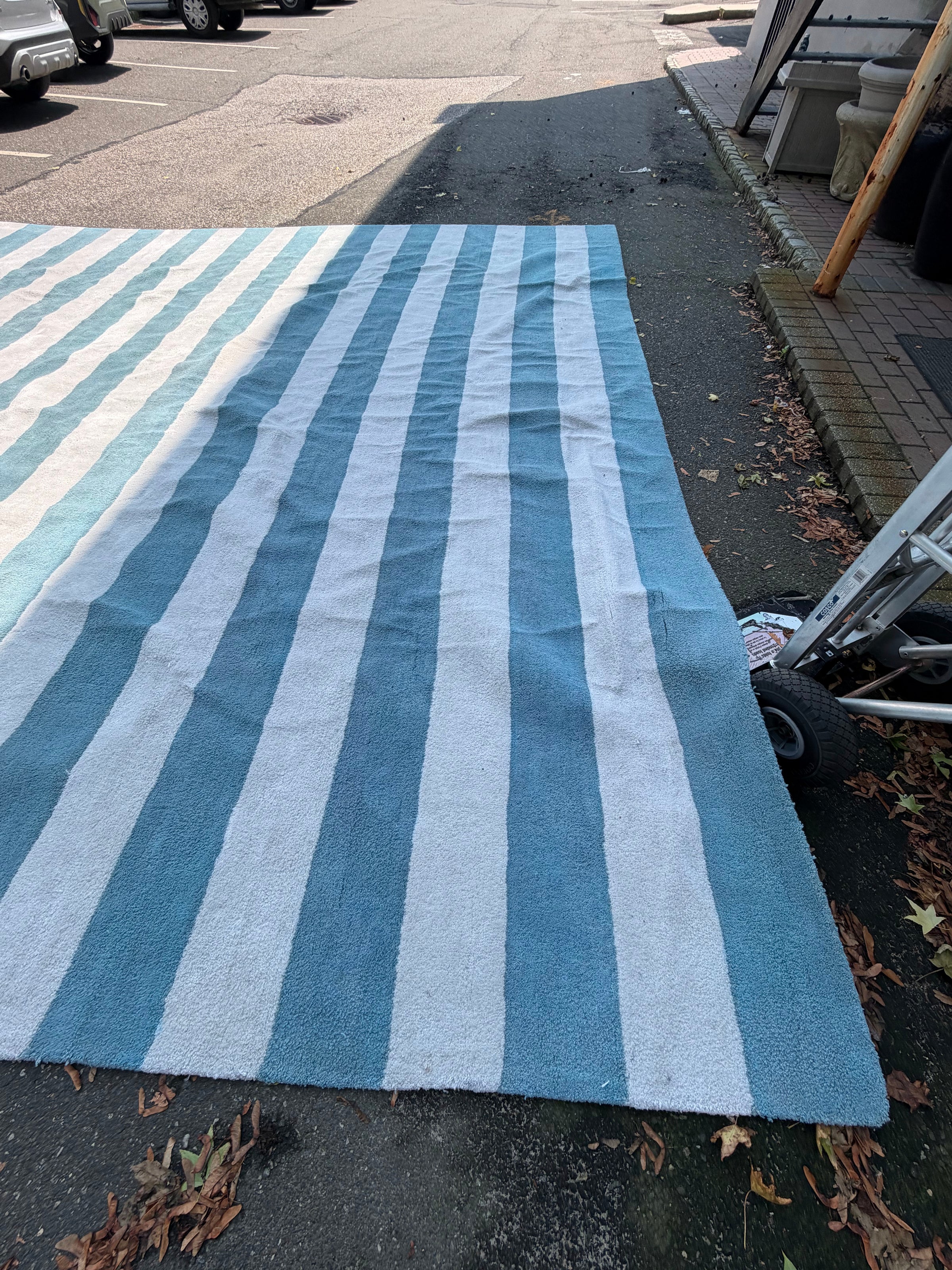 14.5' x 16' Light Blue & White Striped Rug by ABC Carpets