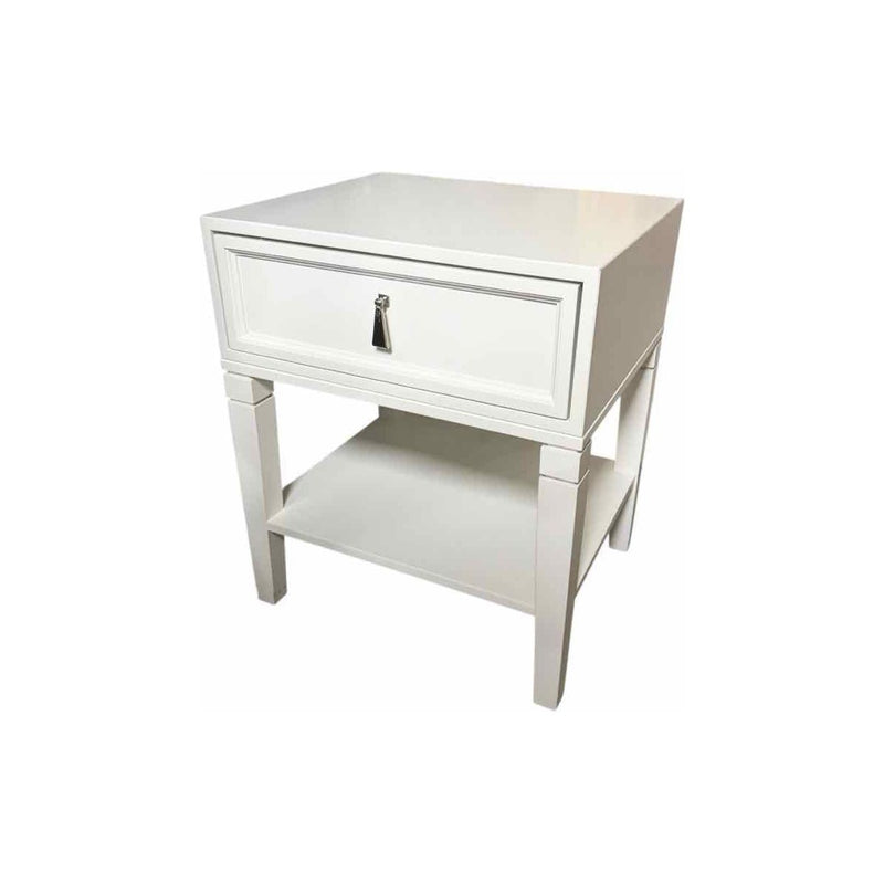 New Traditionalists Lacquer White Wood Side Table