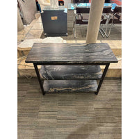 Custom Striated Marble Three-Tiered Console w/ Iron Frame