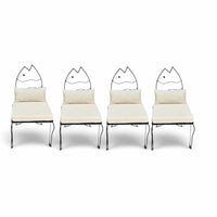 SET of 4 Custom European Black Iron Sculptural Fish Side Chairs (AS IS)