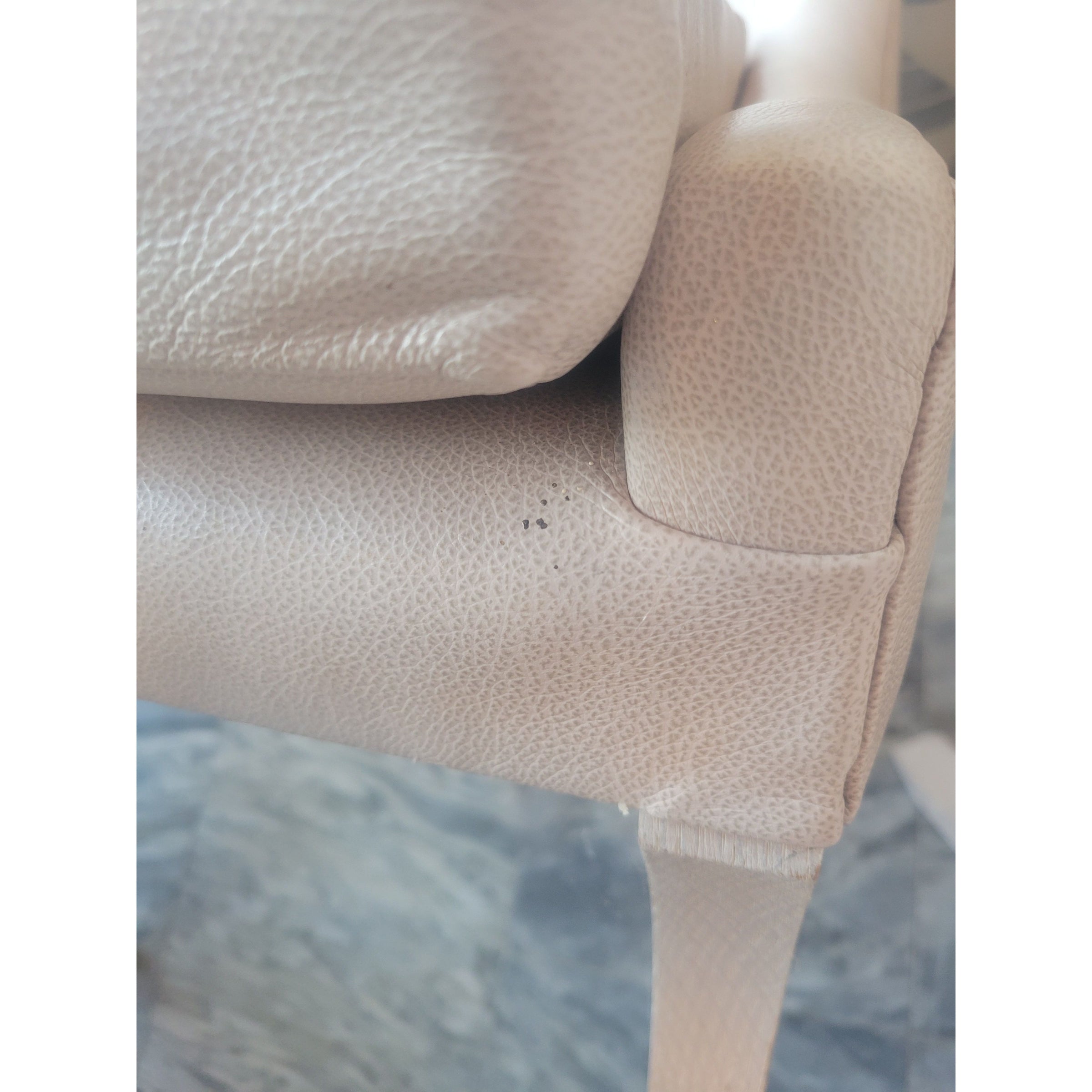 SET of 10 Warm Gray Leather Dining Chairs - AS IS