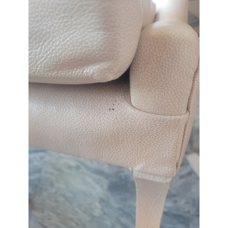 SET of 10 Warm Gray Leather Dining Chairs - AS IS