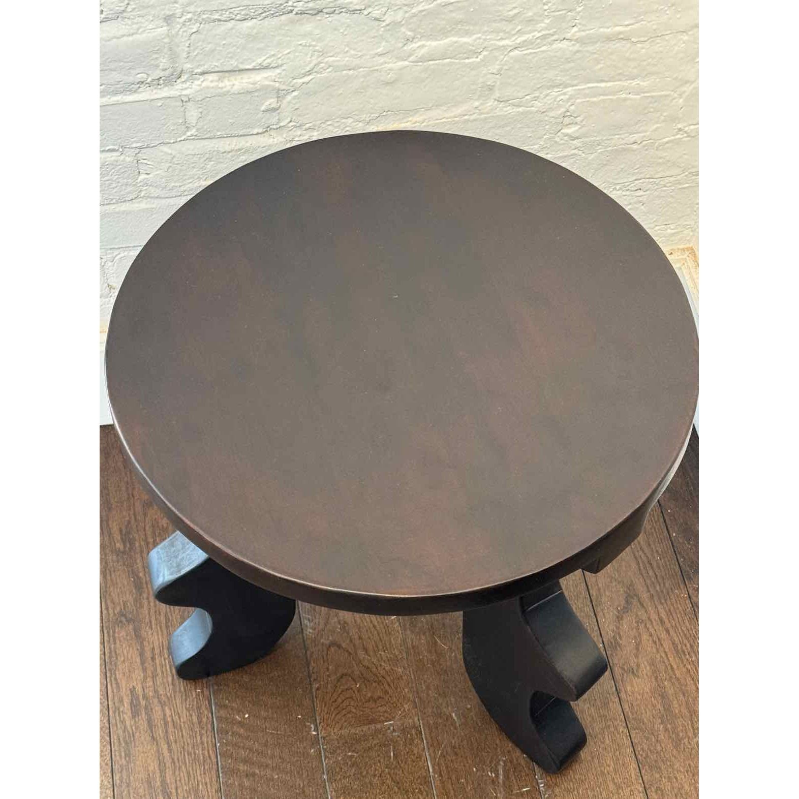 9V3UDFLP - Black Wood Side Table w/ Wavy Legs