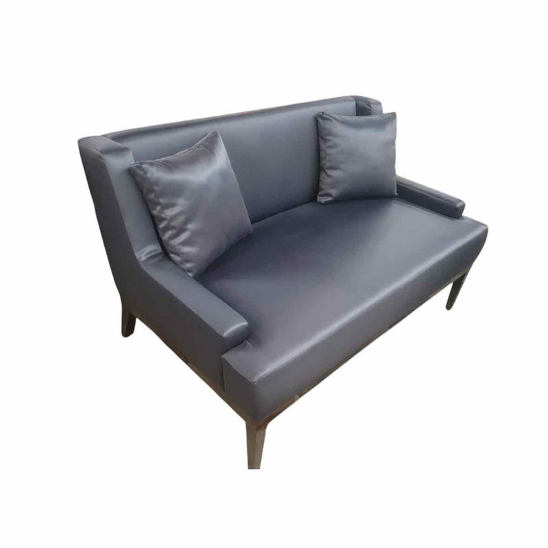 Custom Navy Satin Loveseat w/ 2 Pillows