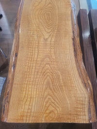 Live Edge Wood Slab Bar Height Console Table on Black Metal Legs