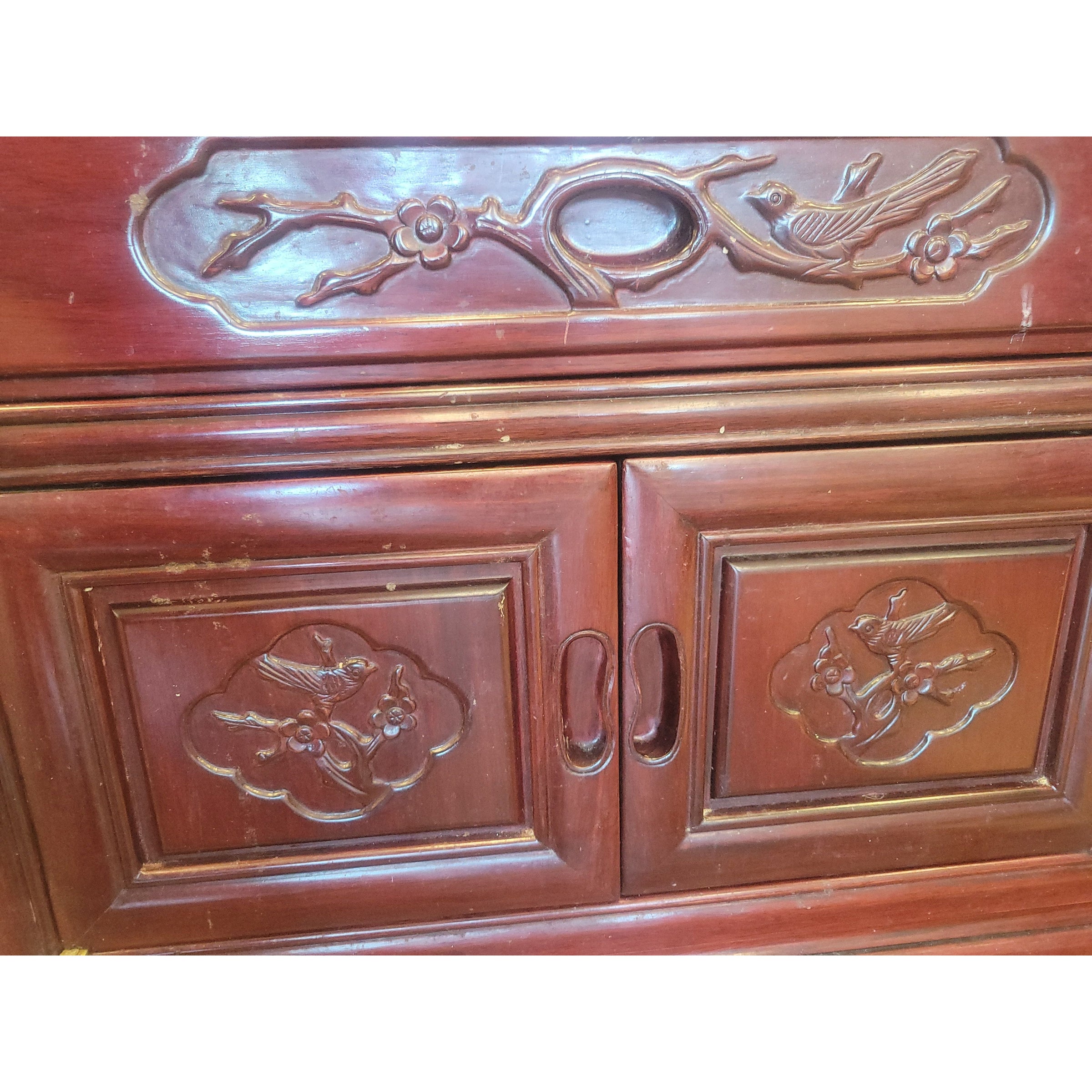 Mid-Century Chinese Chippendale Rosewood Nightstand (AS IS) - colletteconsignment.com
