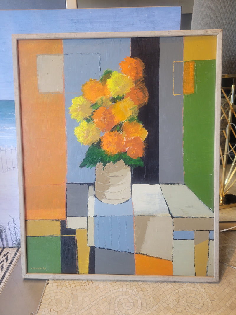 'Still Life' 1976 Oil Painting by Alfred McNamara in Gray Frame - colletteconsignment.com