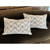 Pair of Customer Designed Rectangle Gray/White Pillows with Geometric Pattern