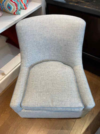 PAIR of Blue Upholstered Swivel Chairs w/ Velvet Piping by CR Laine