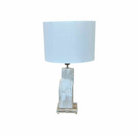 Selenite Crystal Table Lamp w/ Acrylic Lucite Base