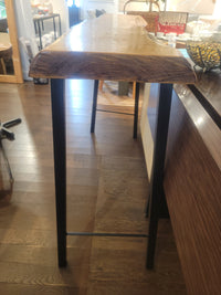 Live Edge Wood Slab Bar Height Console Table on Black Metal Legs