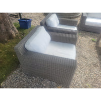 PAIR of Gray Wicker Lounge Chairs w/ Cushions
