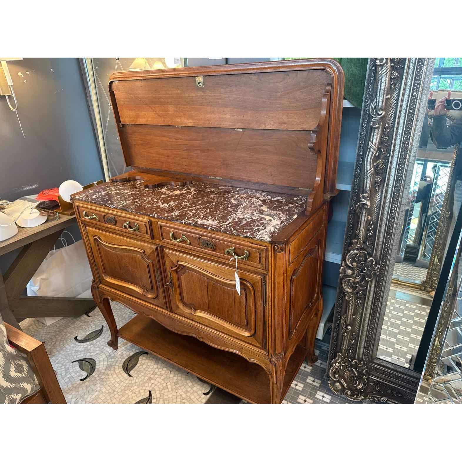 Antique Mahogany Cabinet w/ Marble Top
