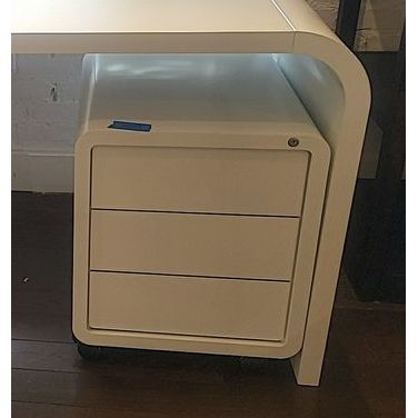 German White Steel Rolling File Cabinet by Muller