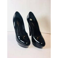 Donna Karan Black Round Toe Suede Heel Platform Pumps 39