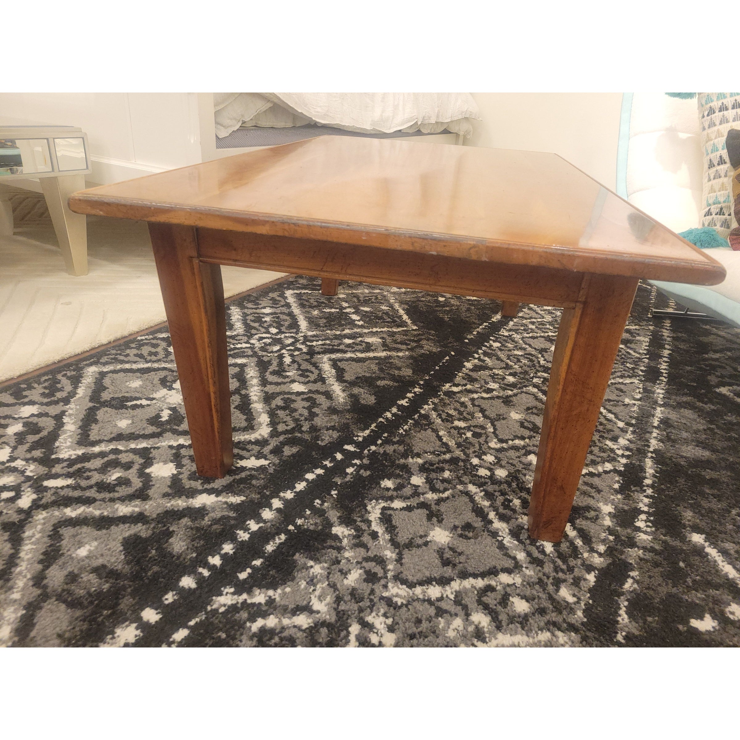 Vintage 4-ft Hardwood Coffee Table by C. Wright Table Co. - colletteconsignment.com