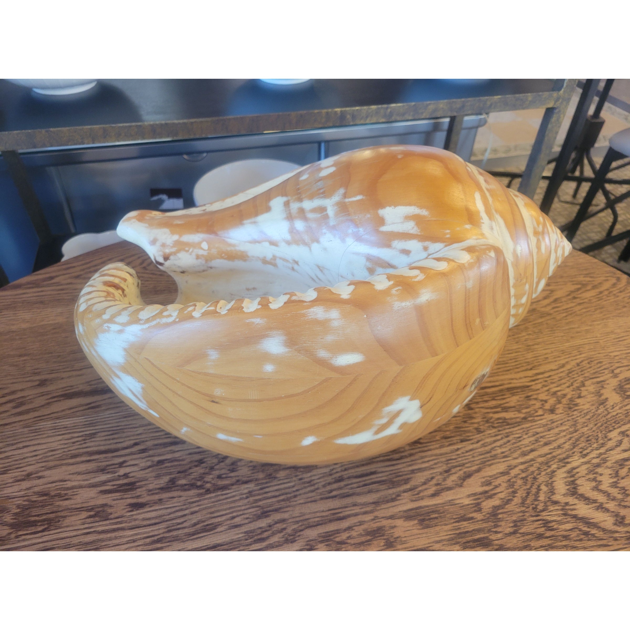 Spanish Carved Wood Conch Shell Bowl