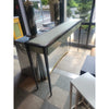 Custom Padded Pewter Metal Console Table w/ 2 Drawers & Green Shagreen Top