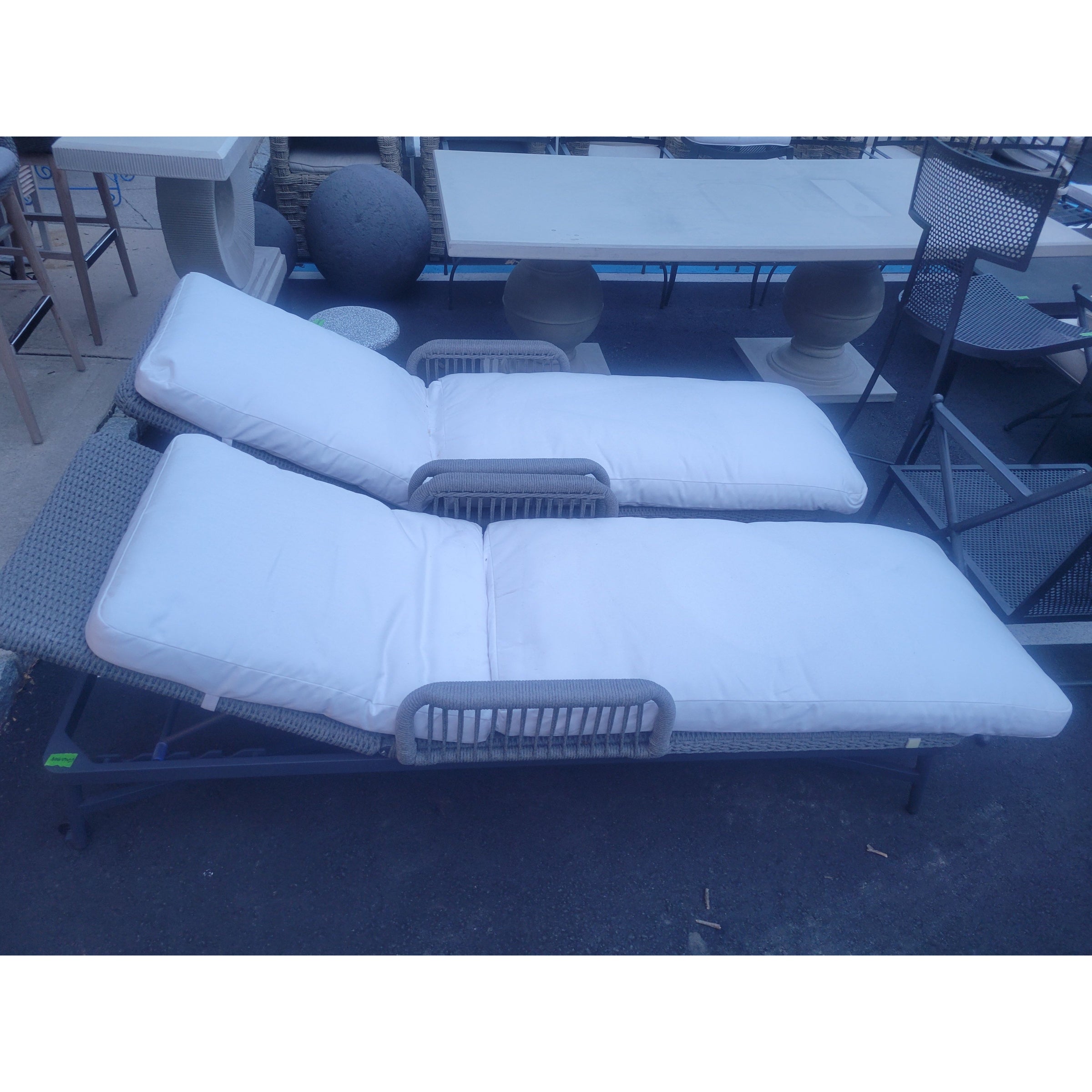 PAIR of 'Hendrick' Adjustable Gray Rope Chaise Lounges by Made Goods