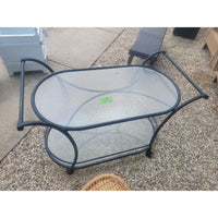 Outdoor Glass & Black Metal Serving Cart - colletteconsignment.com