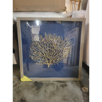 Gold Tree on Navy Canvas Shadow Box in Frame - colletteconsignment.com