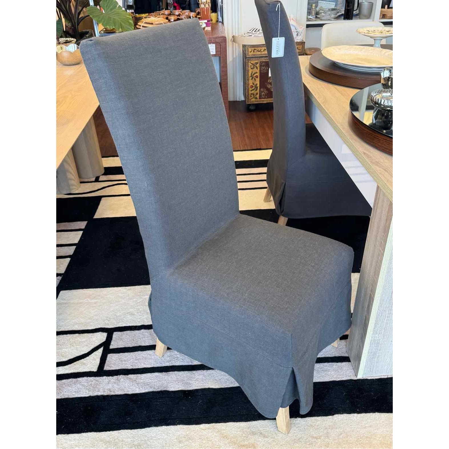 Set of (4) Grey Linen Slip Covered Chairs