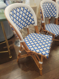 SET of 3 Blue & White Wicker Side Chairs by Maison Drucker