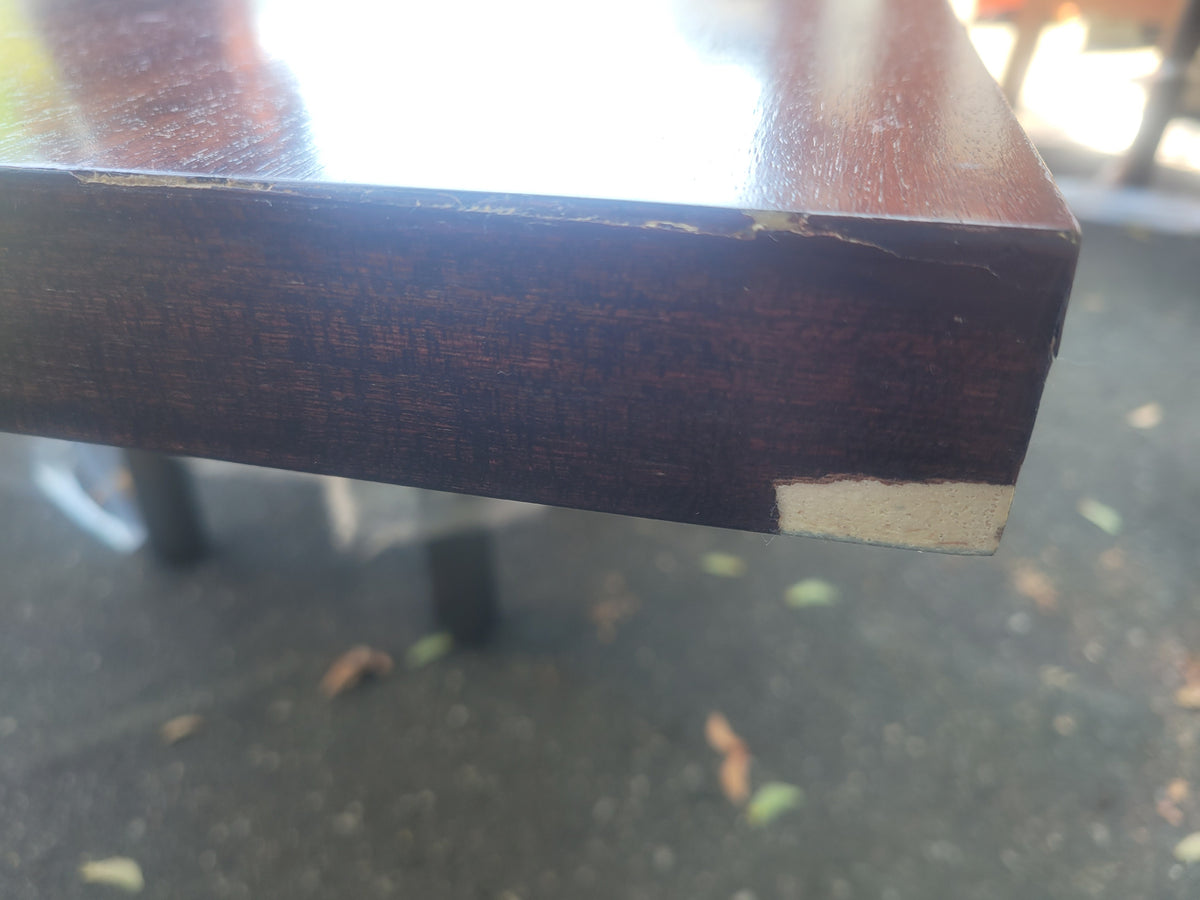 Dark Wood Dining Table w/ 6 Brushed Metal Legs - AS IS