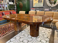 7-ft Lacquered Mahogany Burlwood Dining Table by Paul Mayen for Intrex (AS IS)