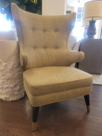 Tan Padrino Wingback Club Chair w/ Brass Feet by Studio Van den Akker