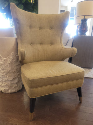 Tan Padrino Wingback Club Chair w/ Brass Feet by Studio Van den Akker