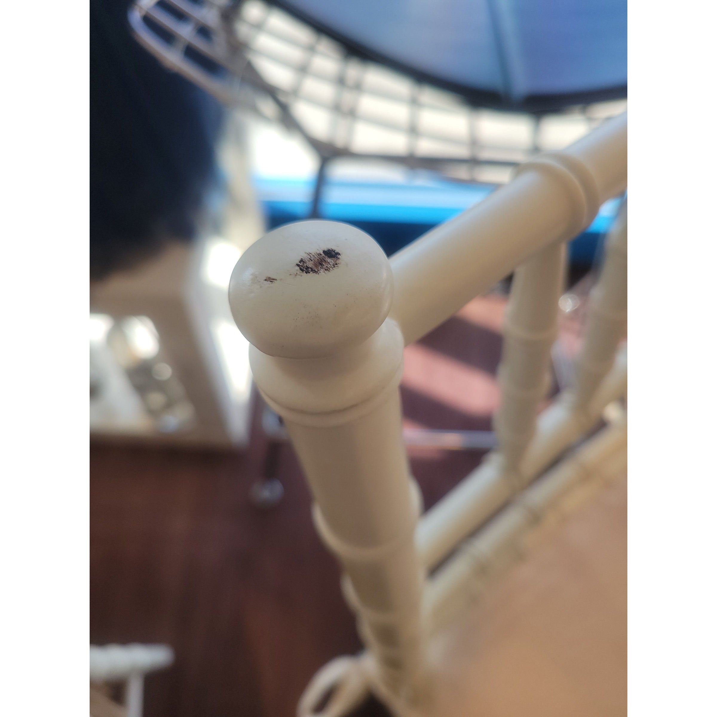 PAIR of Bulgarian Faux Bamboo Dining Chairs w/ Beige Cushions - AS IS