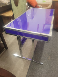 Violet Poly & Chrome 2-Drawer Desk w/o Keys (AS IS)