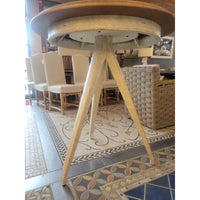 Round Wood Pub Tripod Table w/ Leather Top by Stanley (AS IS) - colletteconsignment.com