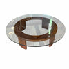Custom Round Cherry Wood Coffee Table w/ Glass Top