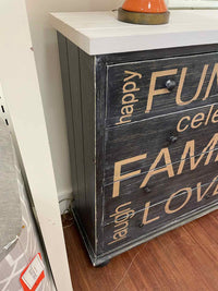 Happy Thoughts Gray Wood Sideboard
