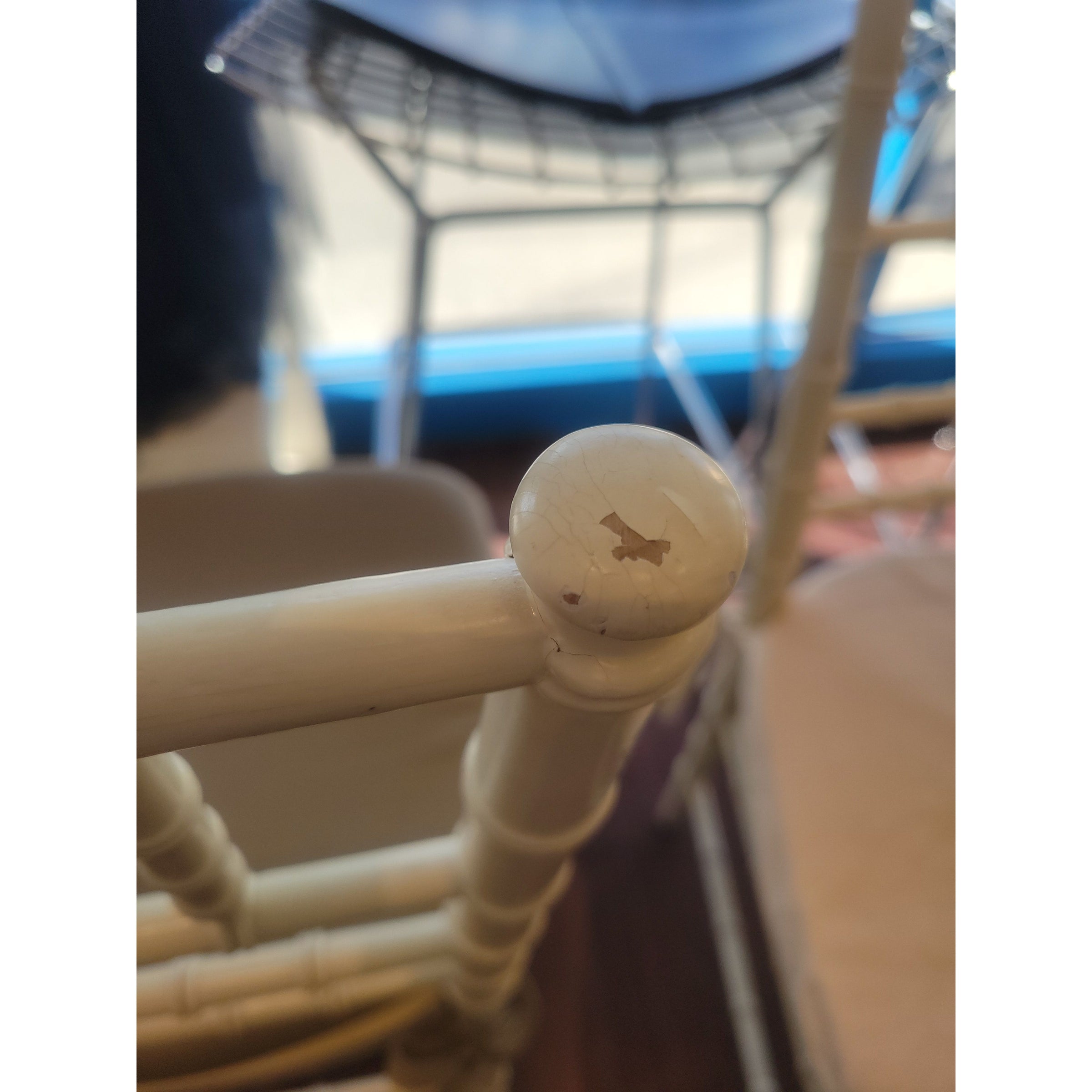 Bulgarian Faux Bamboo Dining Chair w/ Tan Cushion - AS IS