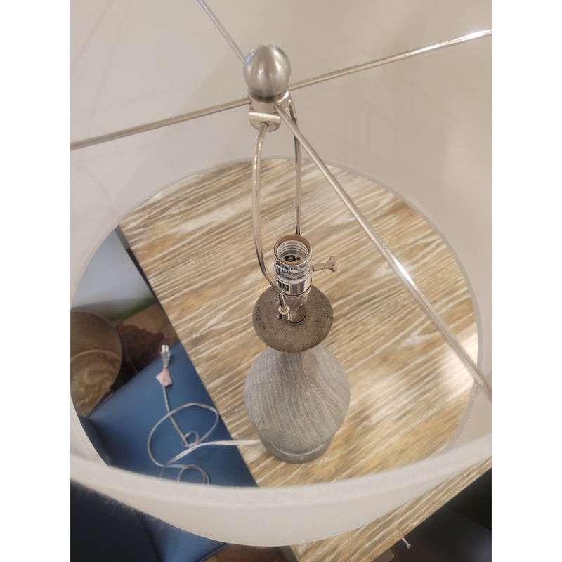 Gray Wood Table Lamp w/ White Shade