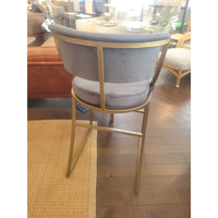 PAIR of Gray Velvet Bar Stools on Brass Bases by Ballard Designs