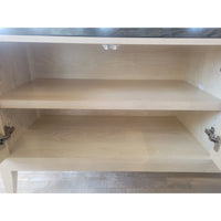 Custom Bone Inlay & Wood 4-Door Credenza w/ Black Marble Top