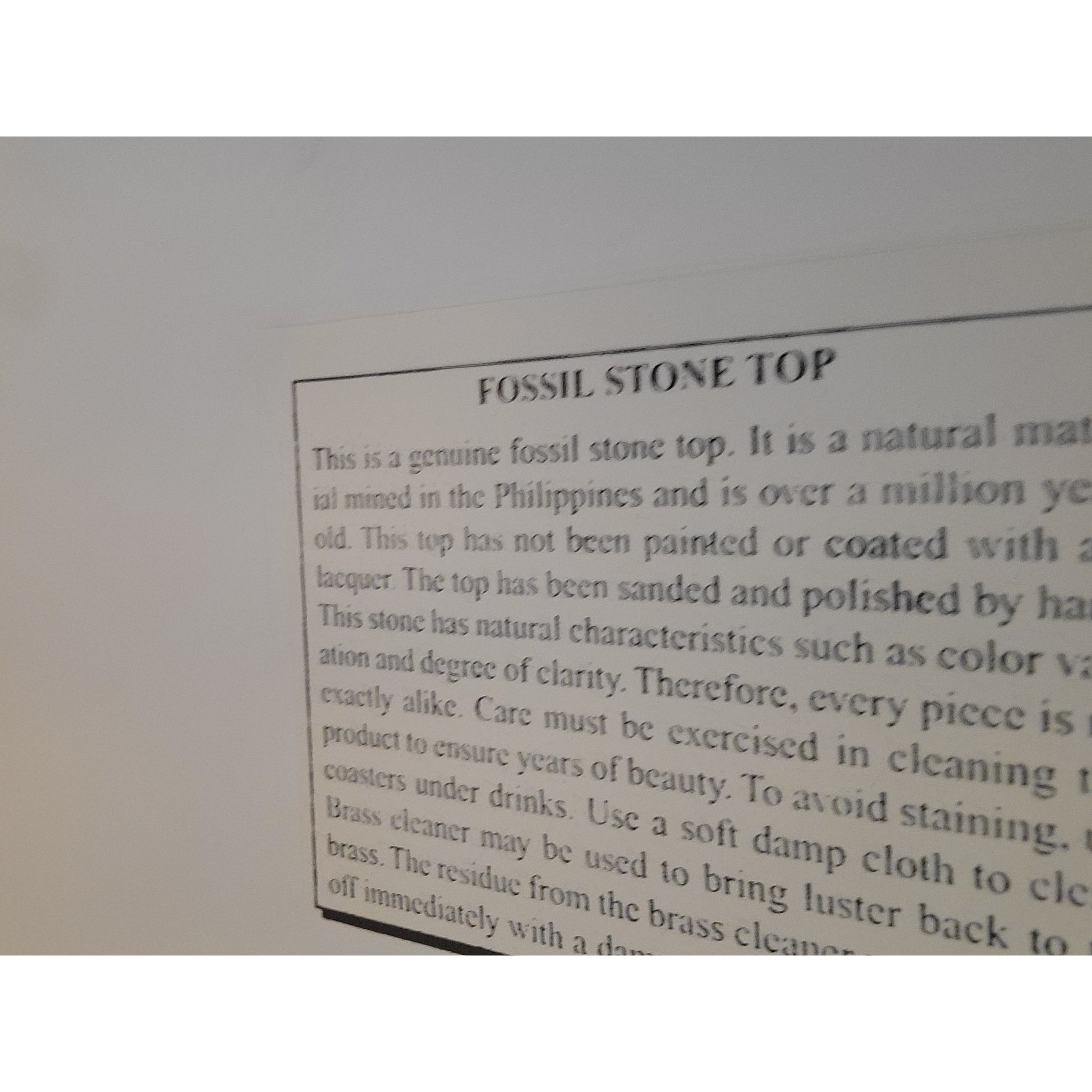 Vintage Fossil Stone Top Table w/ Iron Legs - colletteconsignment.com