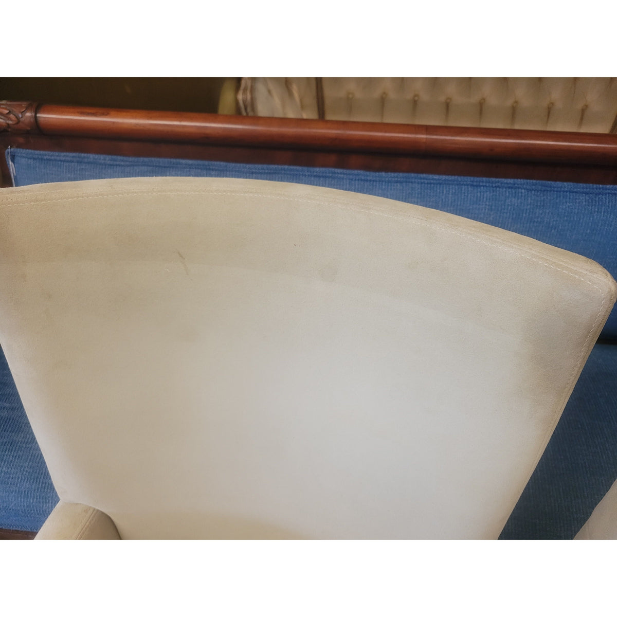 PAIR of Suede A, Rudin Chairs (AS IS)