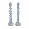 Pair of Gray-Speckled White Glass Candlesticks