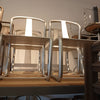 Set of 8 Silver-Painted Industrial-Style Wooden Chairs